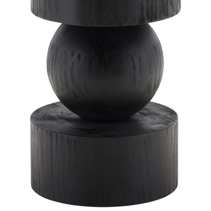Jasper Matte Black Pine Round Dining Table, detail 2 view