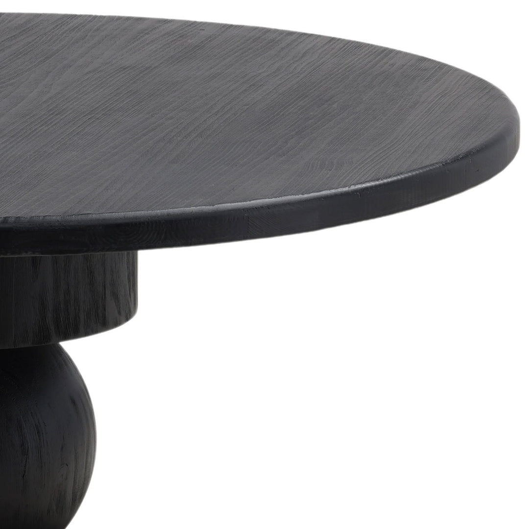 Jasper Matte Black Pine Round Dining Table, detail 3 view