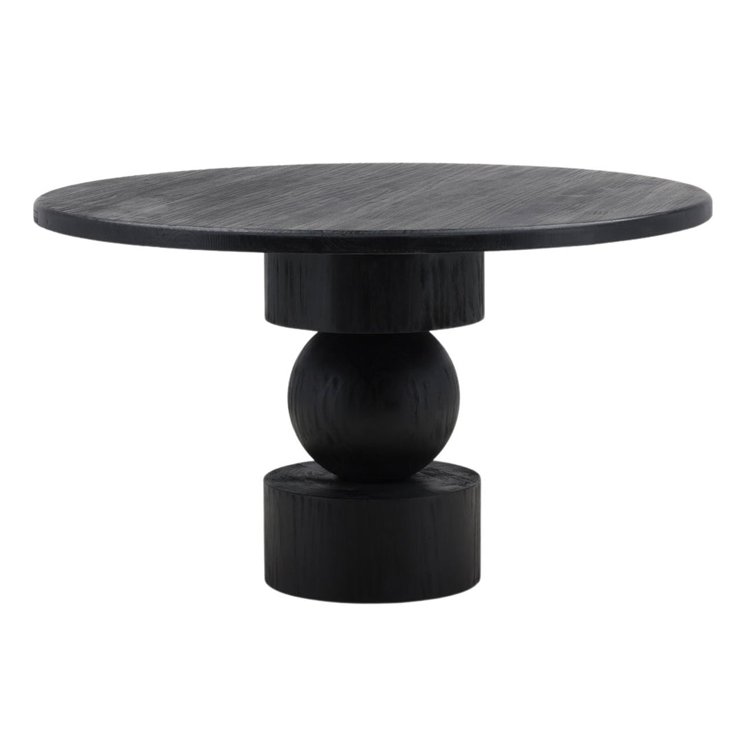 Jasper Matte Black Pine Round Dining Table, three-quarter studio view