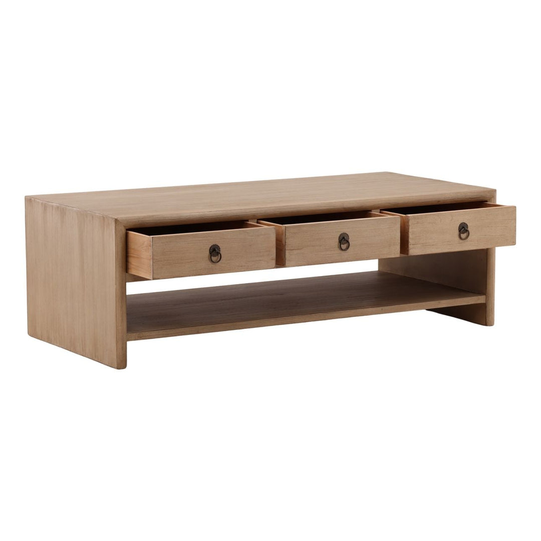 Ellery Reclaimed Pine Coffee Table, open door view