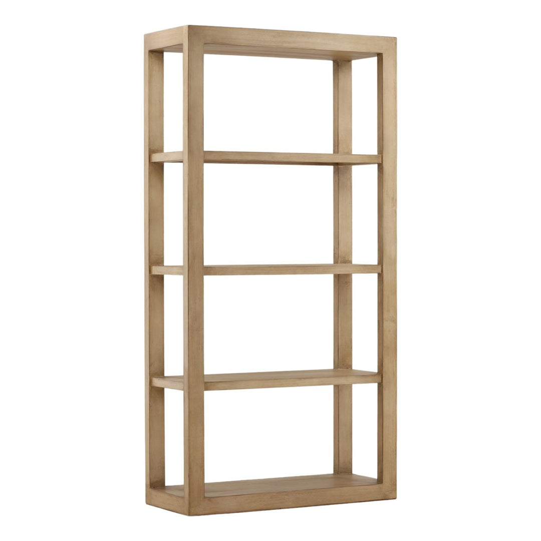 Tarin Reclaimed Pine Bookcase, three-quarter studio view