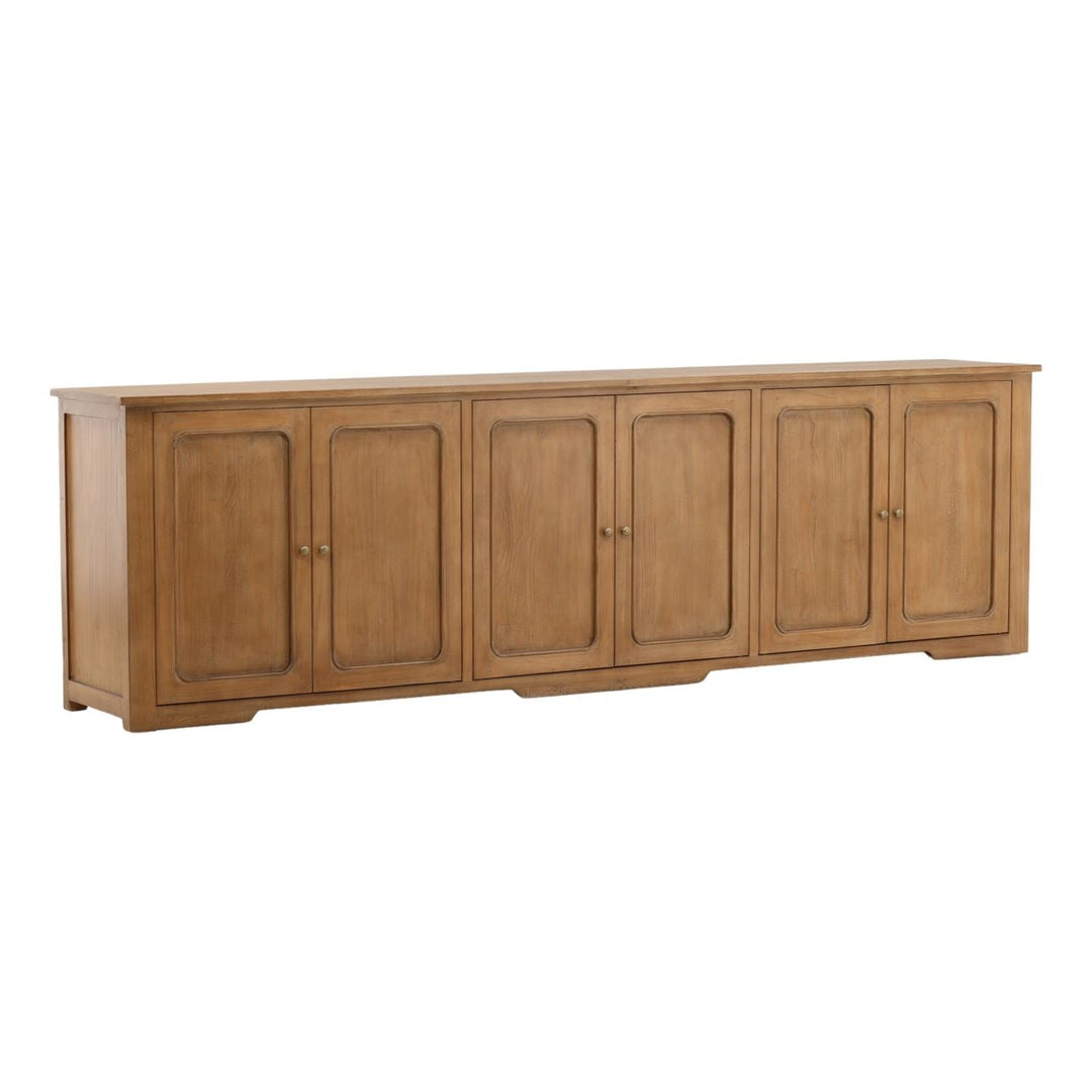 Alessio Reclaimed Pine Sideboard, Brown, three-quarter studio view
