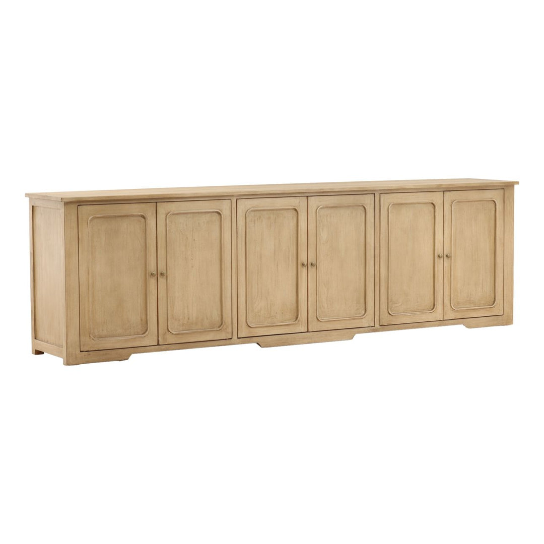 Alessio Reclaimed Pine Sideboard, Light Warm Wash, three-quarter studio view