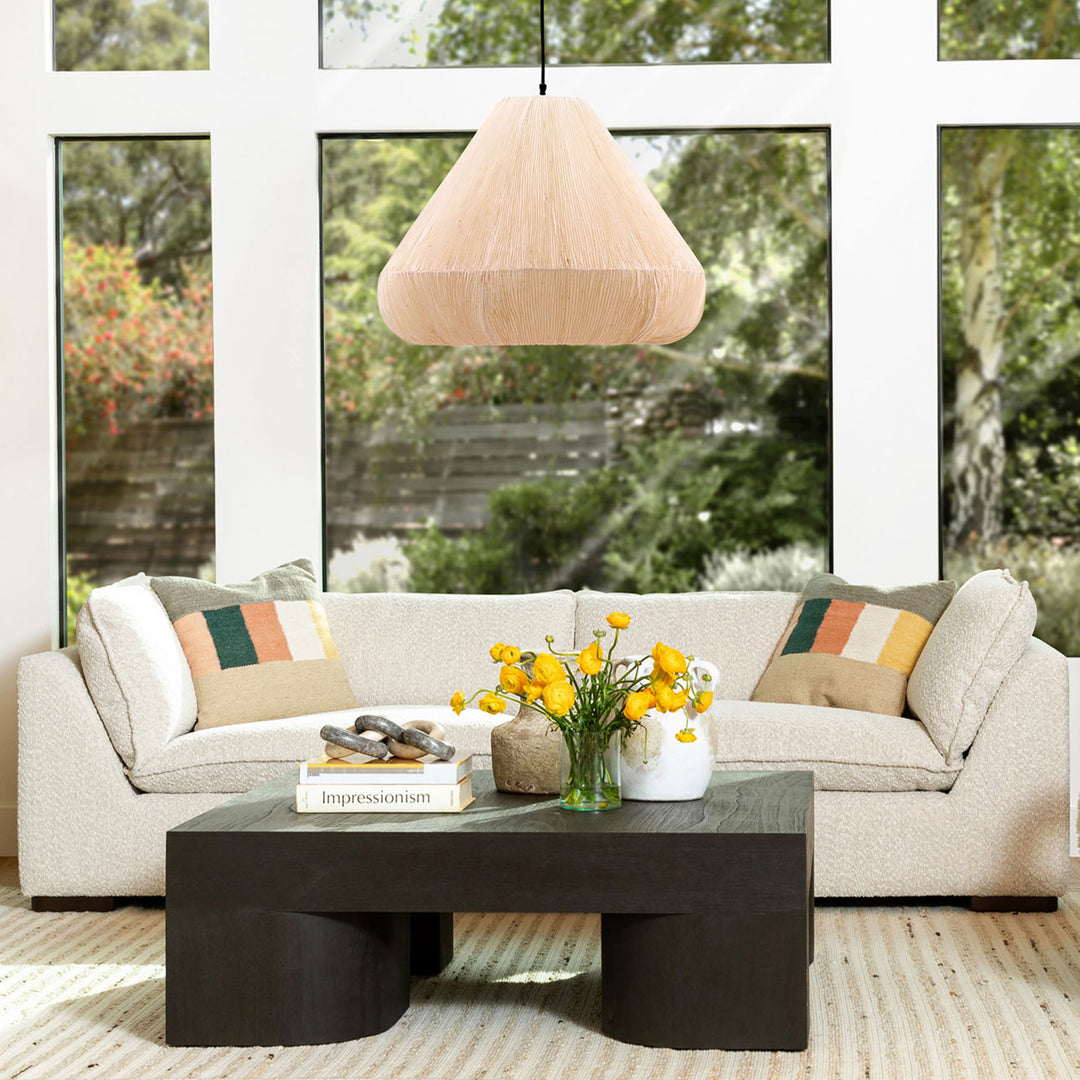 Ramren Cream Chenille Ash Sofa, lifestyle view
