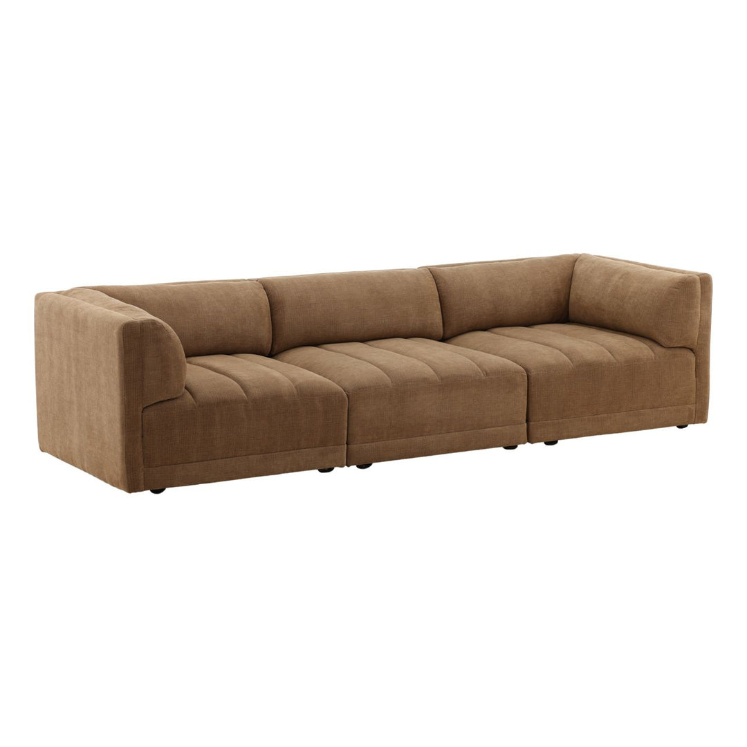 Magren Upholstered Sofa, Brown, three-quarter studio view