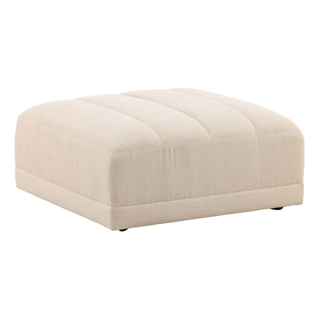 Margo Upholstered Ottoman, Oatmeal, three-quarter studio view