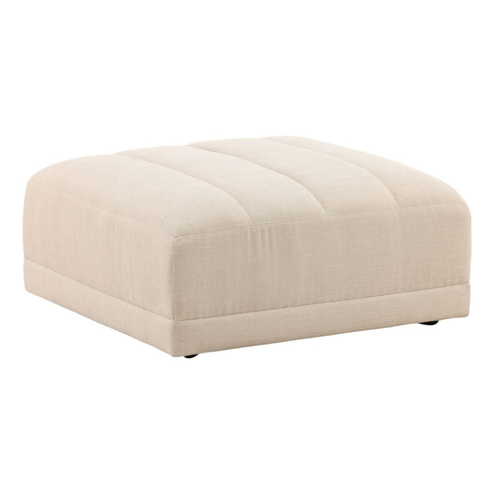 Margo Upholstered Ottoman, Oatmeal, three-quarter studio view