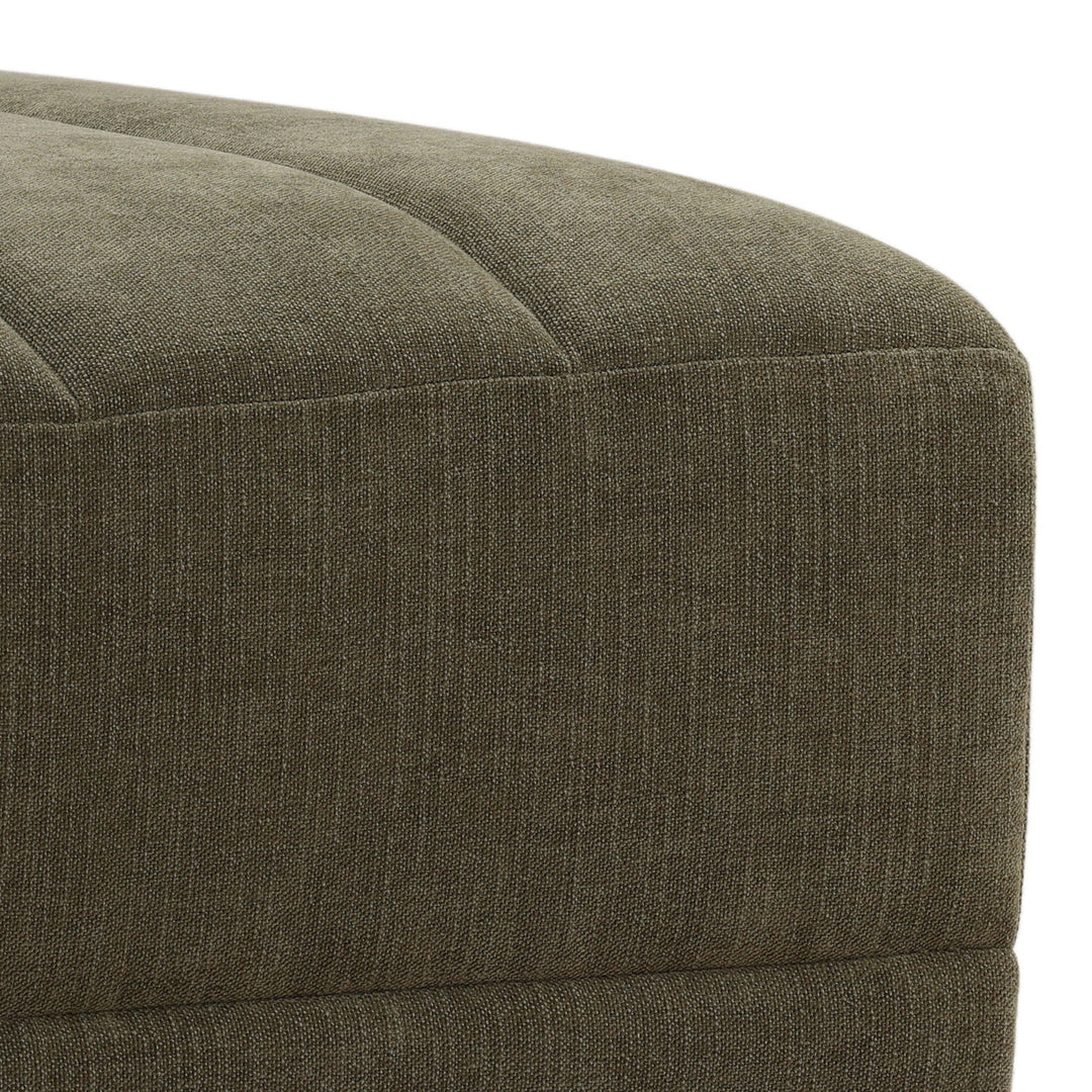 Margo Upholstered Ottoman, Olive, detail 2 view