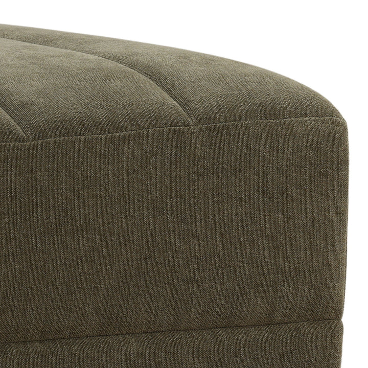 Margo Upholstered Ottoman, Olive, detail 2 view