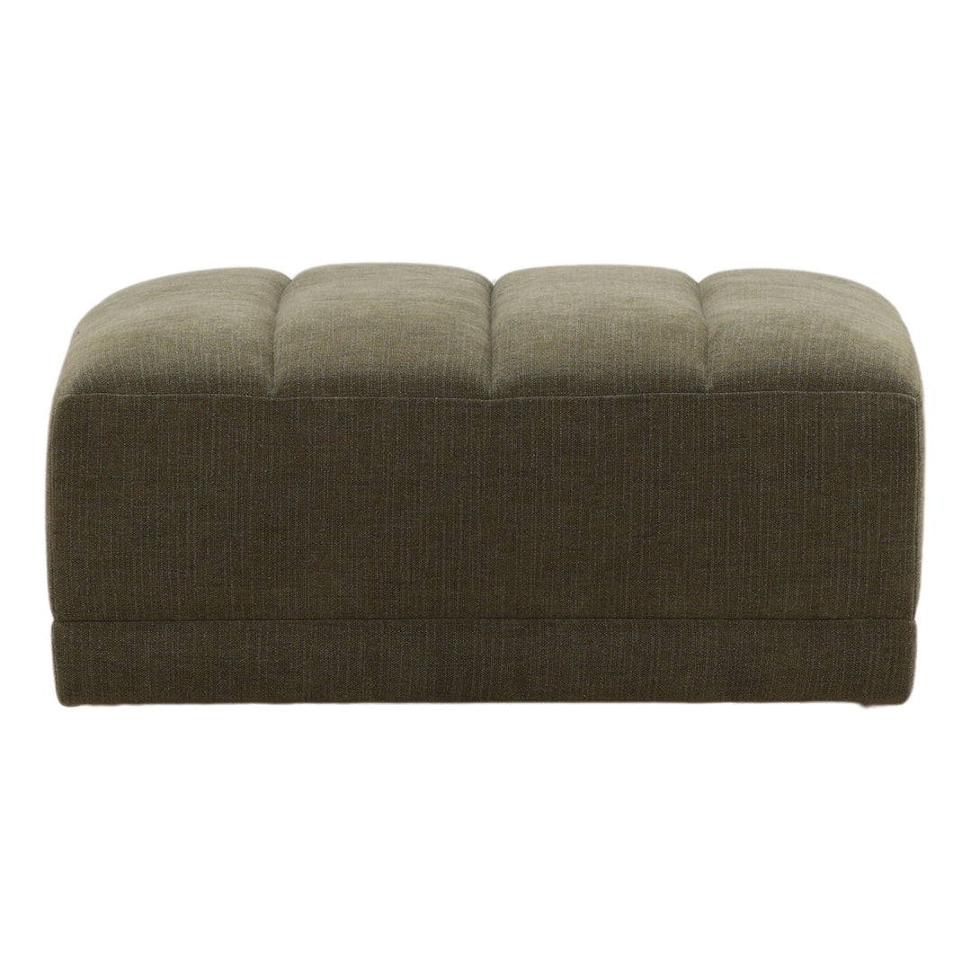 Margo Upholstered Ottoman, Olive, front view