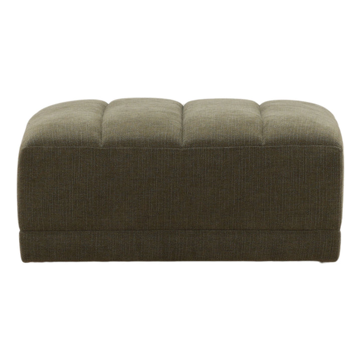 Margo Upholstered Ottoman, Olive, front view