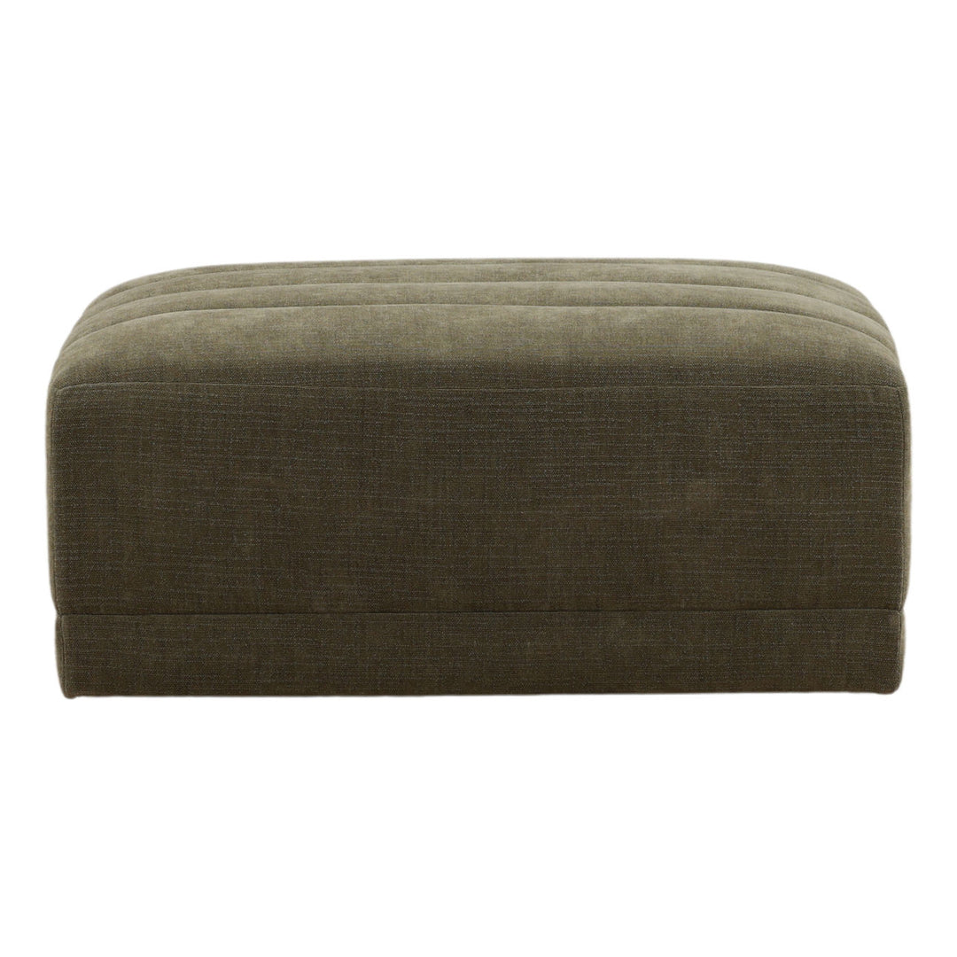 Margo Upholstered Ottoman, Olive, profile view