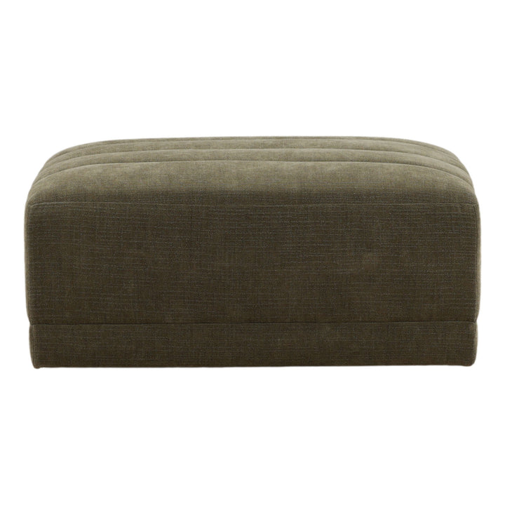 Margo Upholstered Ottoman, Olive, profile view