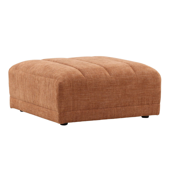 Margo Upholstered Ottoman, Terracotta, three-quarter studio view