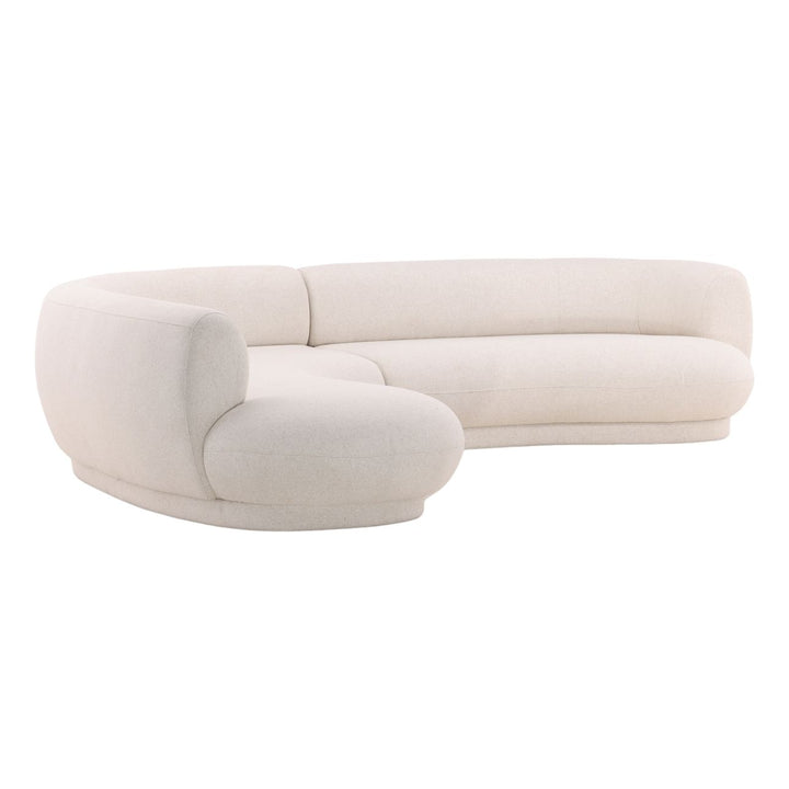 Lakren Chaise Sectional, Cream · Left Side Chaise, three-quarter studio view