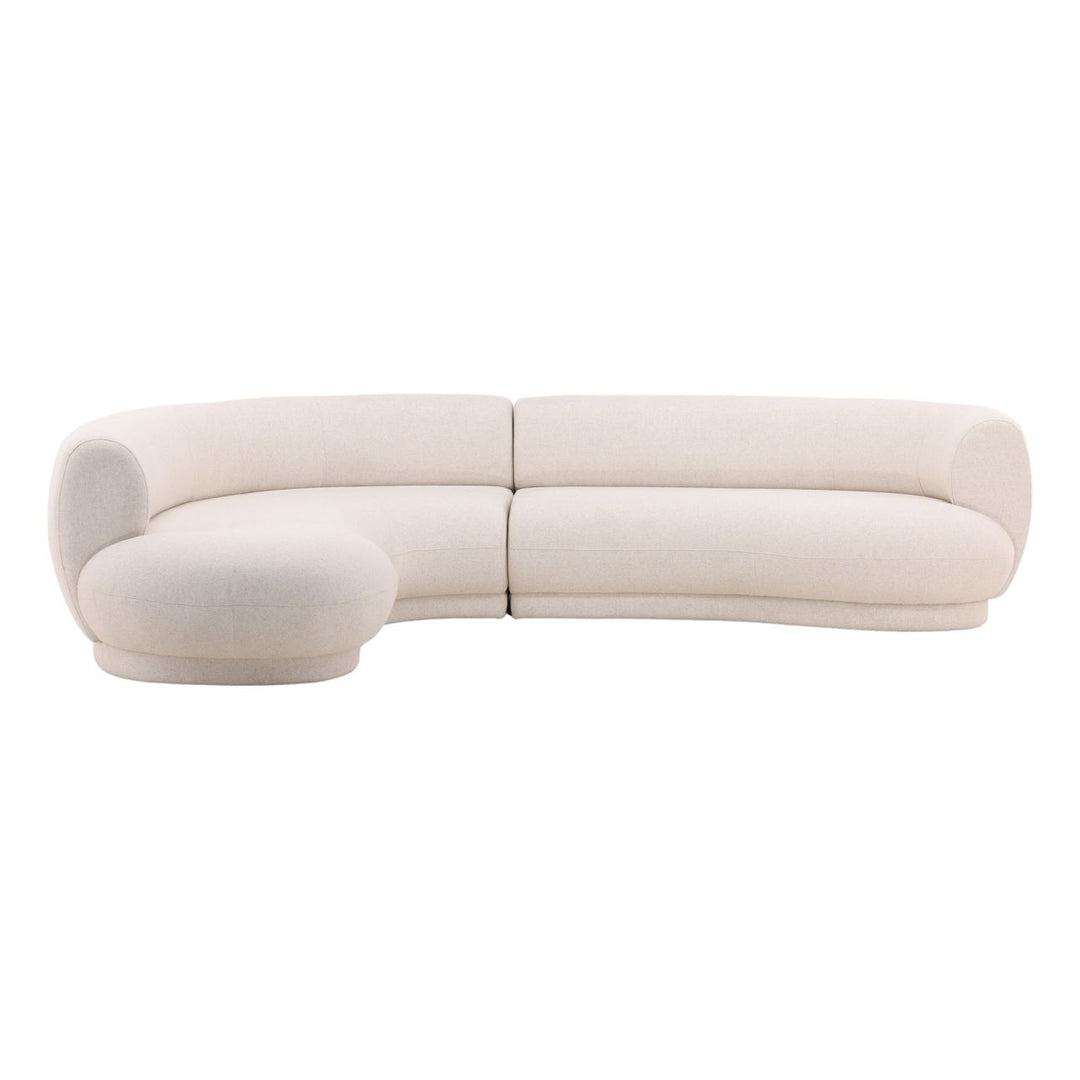 Lakren Chaise Sectional, Cream · Left Side Chaise, front view