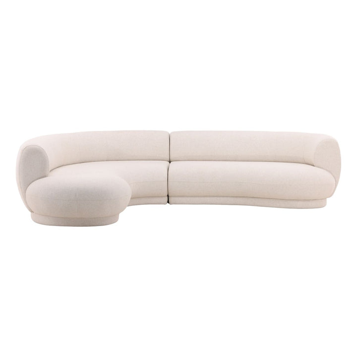 Lakren Chaise Sectional, Cream · Left Side Chaise, front view
