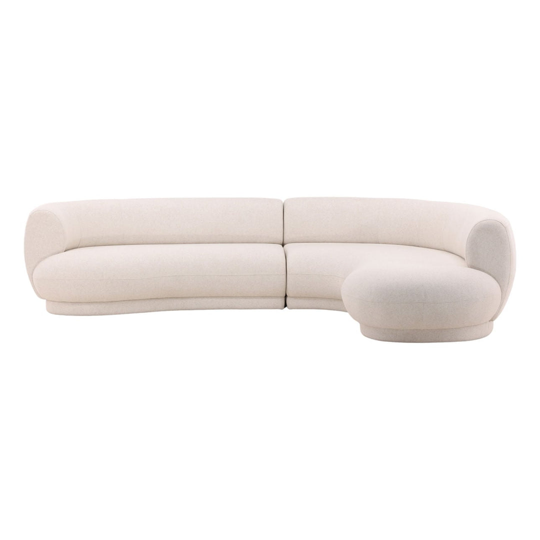 Lakren Chaise Sectional, Cream · Right Side Chaise, three-quarter studio view