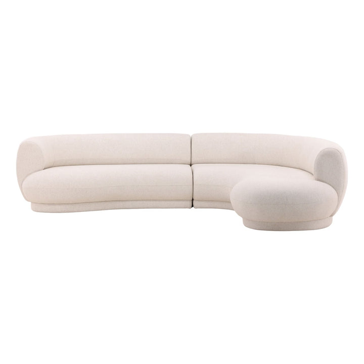Lakren Chaise Sectional, Cream · Right Side Chaise, three-quarter studio view