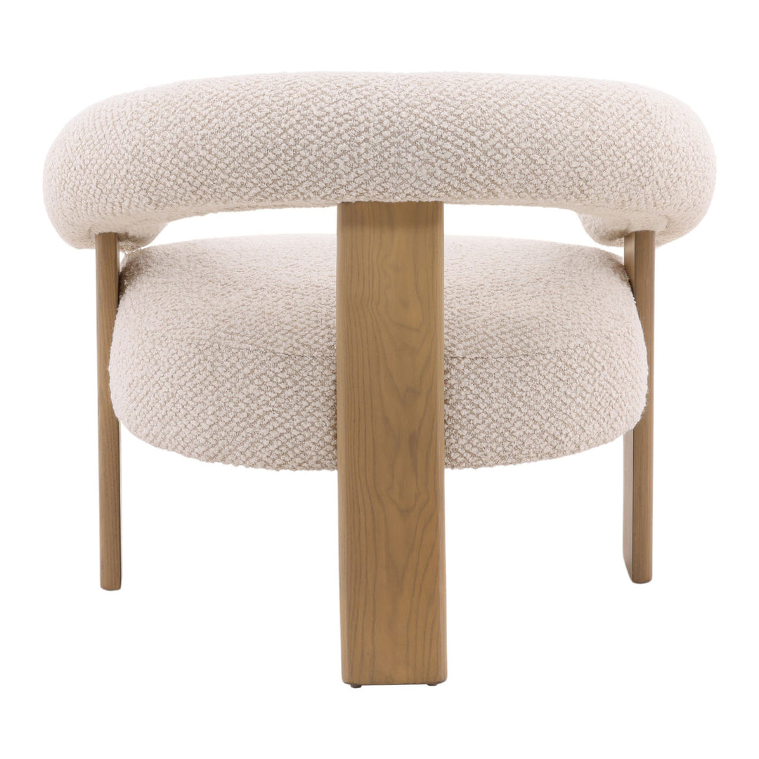 Francelle Upholstered Ash Lounge Chair, Cream, back view