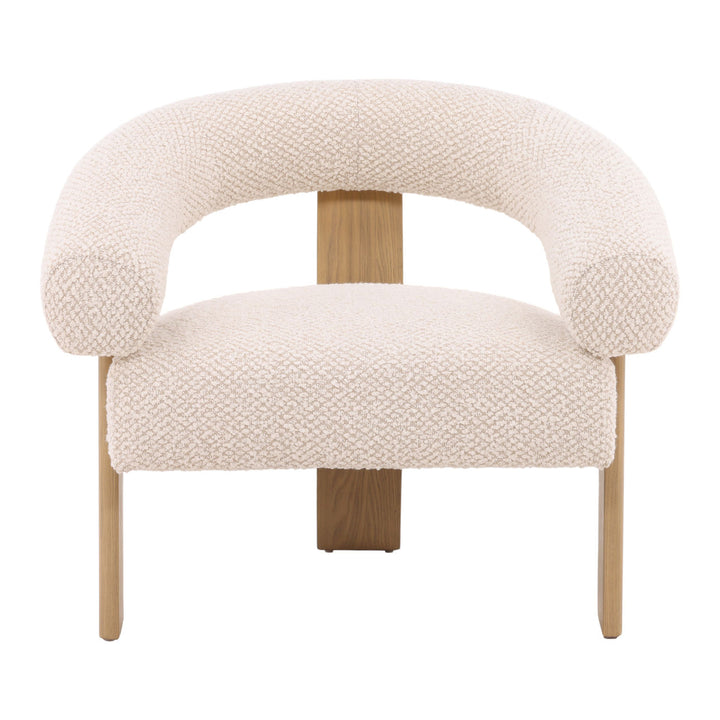 Francelle Upholstered Ash Lounge Chair, Cream, front view
