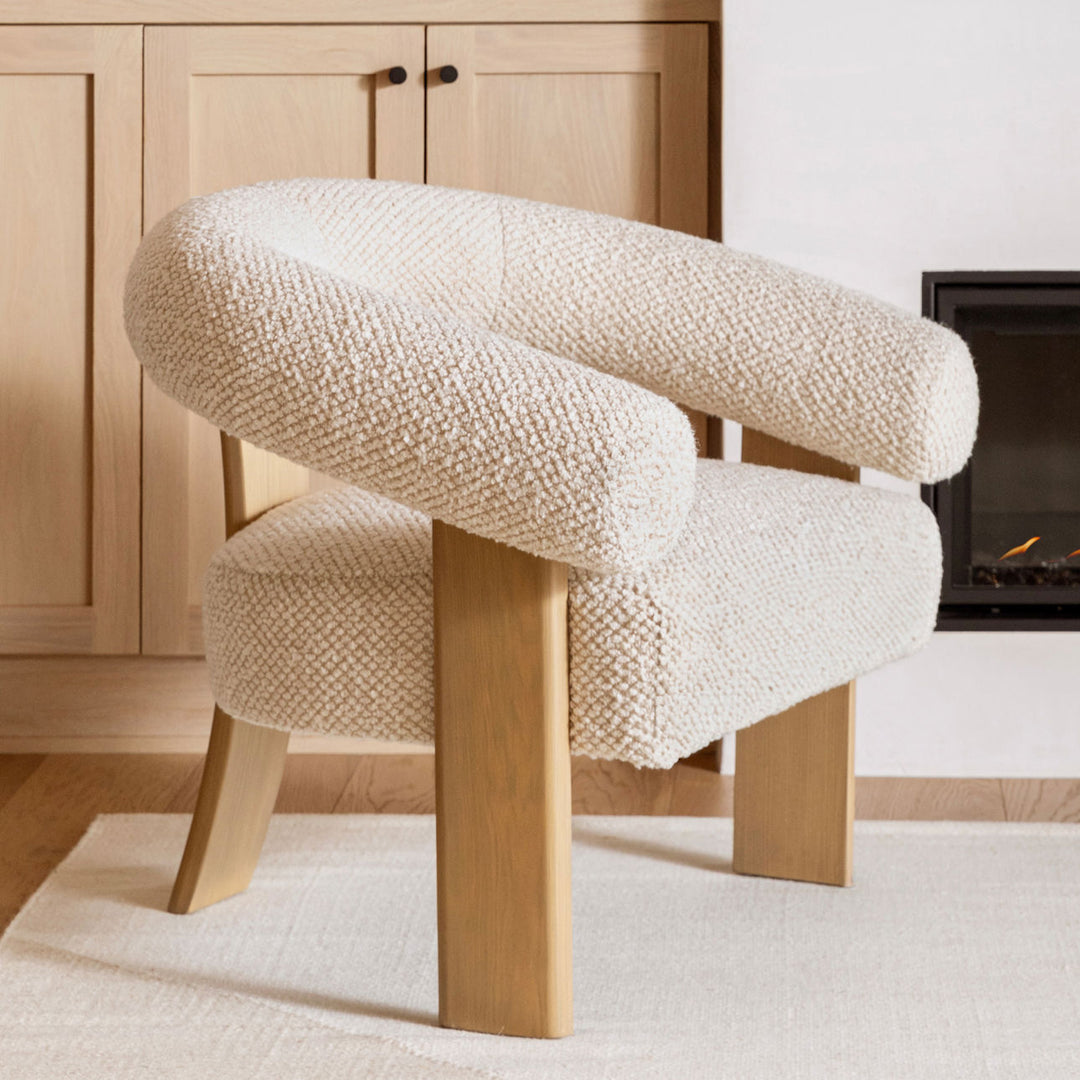 Francelle Upholstered Ash Lounge Chair, Cream, alternate lifestyle view 1