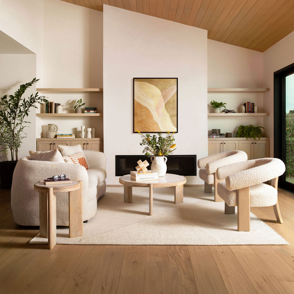 Francelle Upholstered Ash Lounge Chair, Cream, lifestyle view