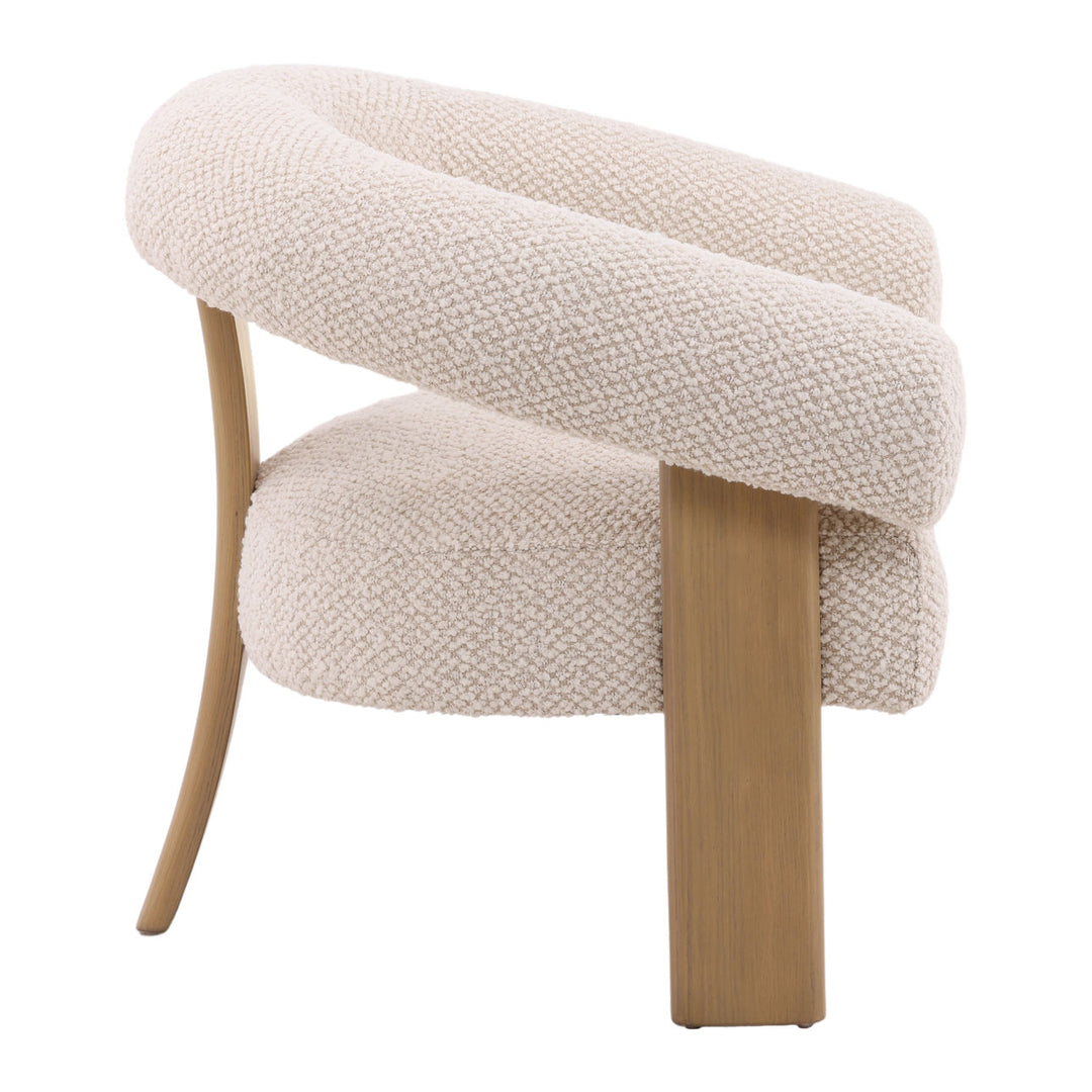 Francelle Upholstered Ash Lounge Chair, Cream, profile view