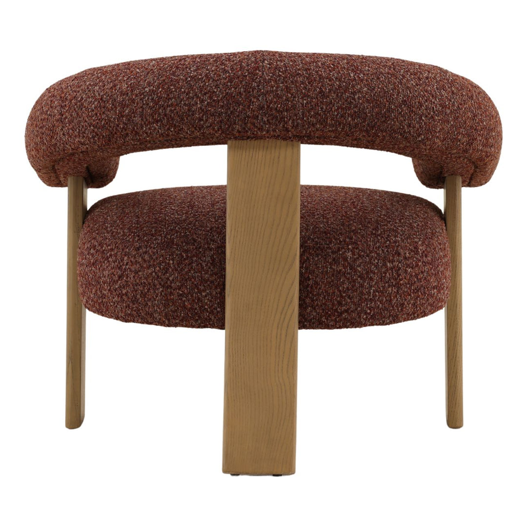 Francelle Upholstered Ash Lounge Chair, Rust, back view