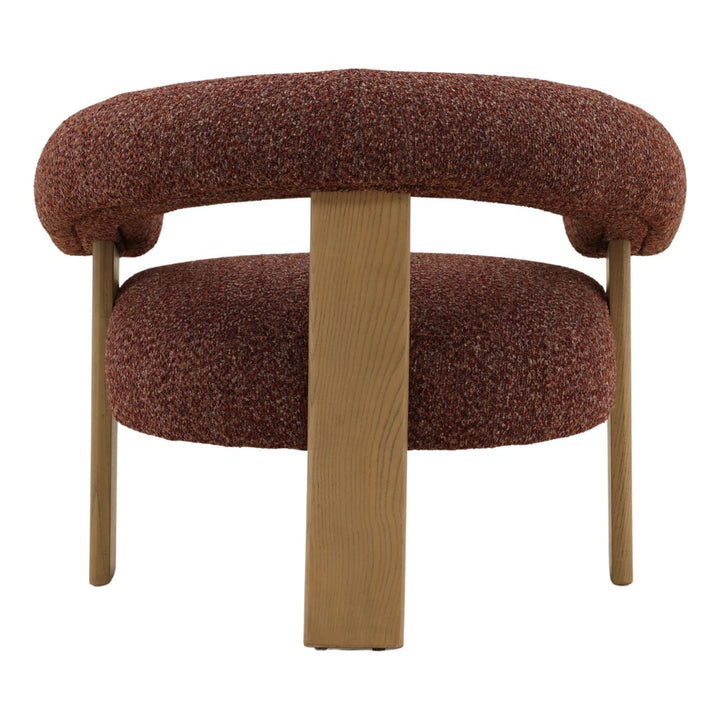 Francelle Upholstered Ash Lounge Chair, Rust, back view