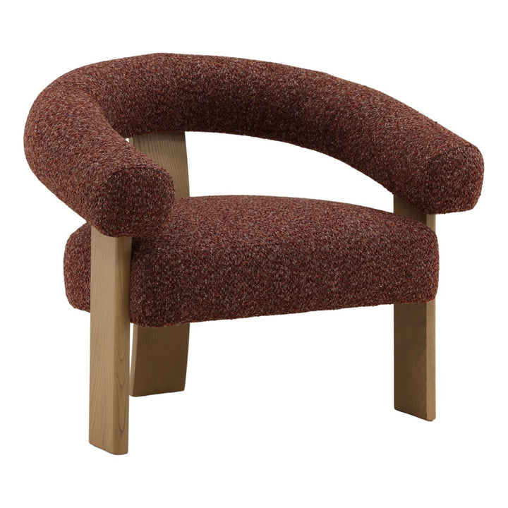 Francelle Upholstered Ash Lounge Chair, Rust, three-quarter studio view
