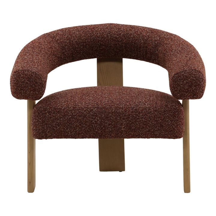 Francelle Upholstered Ash Lounge Chair, Rust, front view