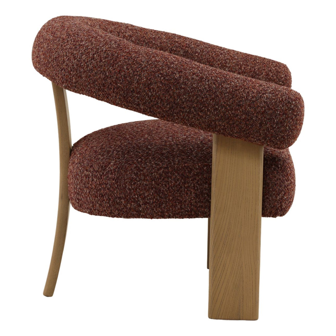 Francelle Upholstered Ash Lounge Chair, Rust, profile view