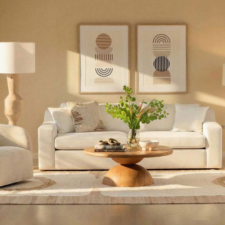 Emren Upholstered Sofa, Fawn, lifestyle view