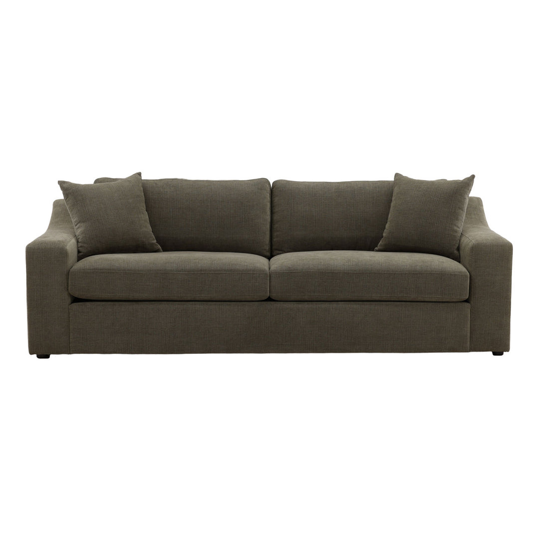 Emren Upholstered Sofa, Olive, front view