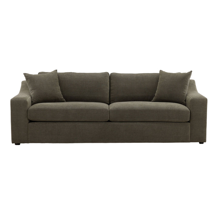 Emren Upholstered Sofa, Olive, front view