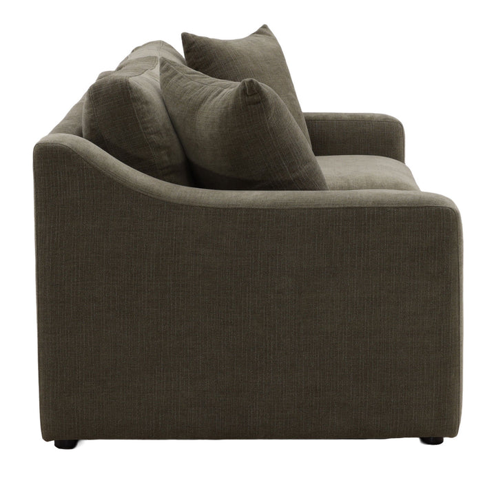 Emren Upholstered Sofa, Olive, profile view