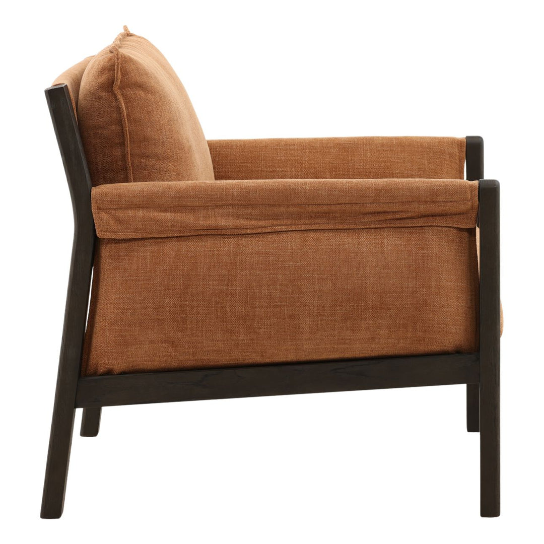 Jemelle Terracotta Woven Ash Lounge Chair, profile view