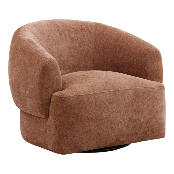 Belline Chenille Swivel Chair, Rose, three-quarter studio view