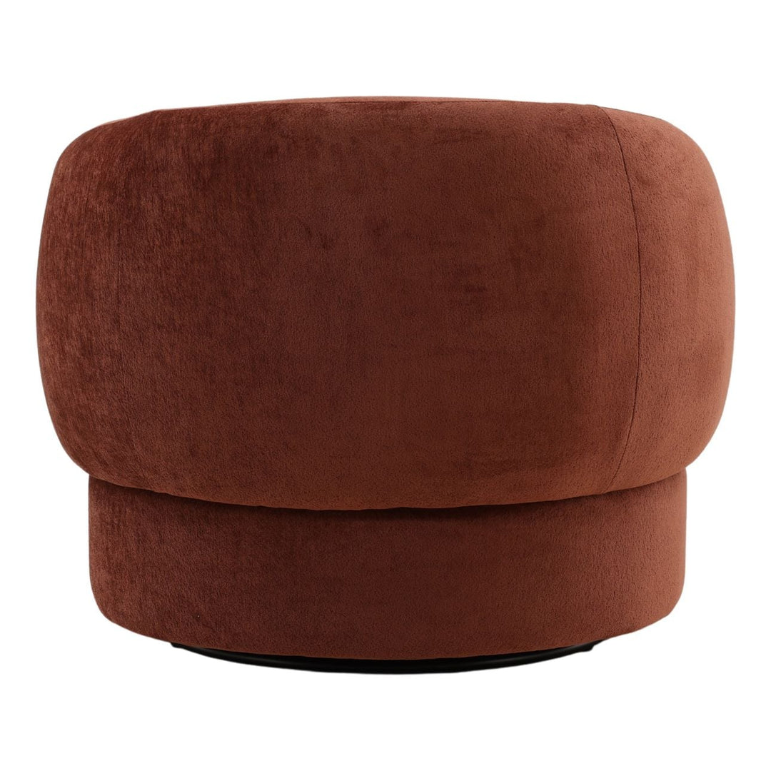 Belline Chenille Swivel Chair, Rust, back view