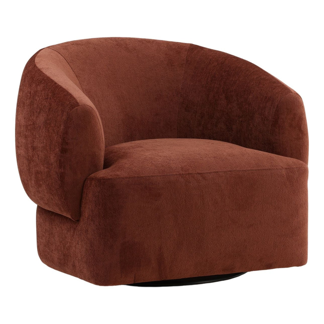 Belline Chenille Swivel Chair, Rust, three-quarter studio view