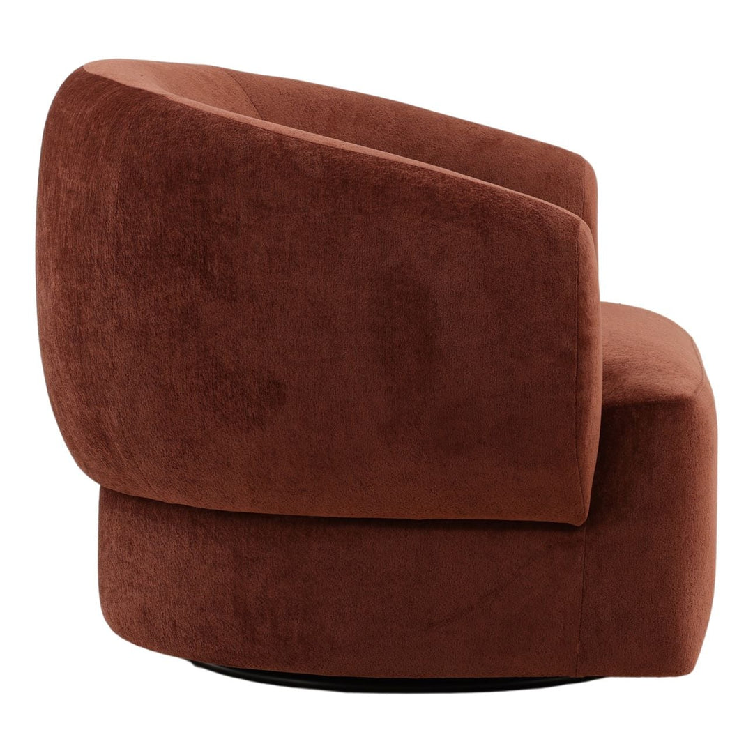Belline Chenille Swivel Chair, Rust, profile view