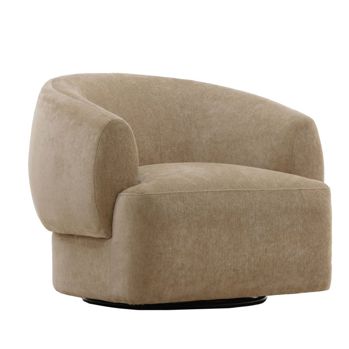 Belline Chenille Swivel Chair, Sand, three-quarter studio view