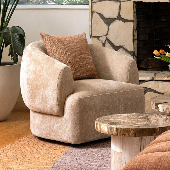 Belline Chenille Swivel Chair, Sand, alternate lifestyle view 1