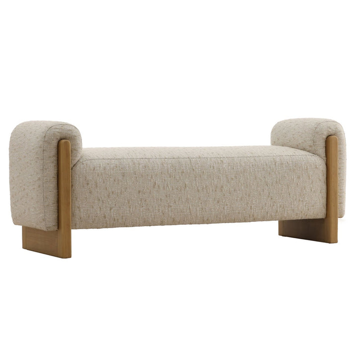 Ellis Cream Bench, three-quarter studio view