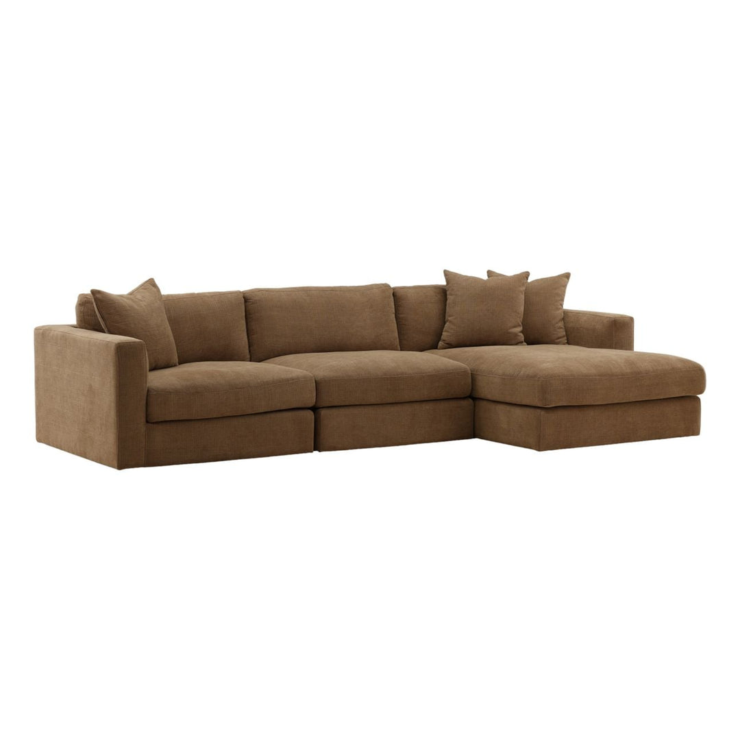 Eralen Chaise Sectional, Coco · Right Side Chaise, three-quarter studio view