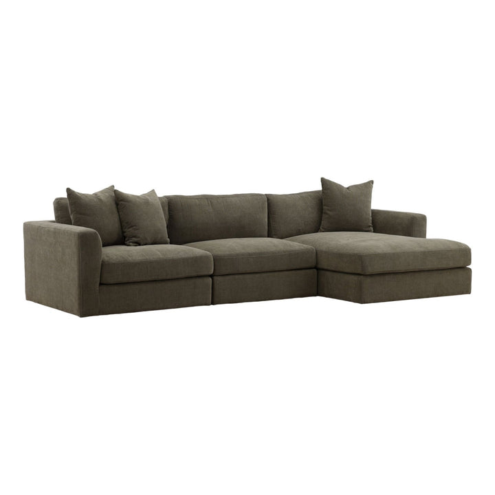Eralen Chaise Sectional, Olive · Right Side Chaise, three-quarter studio view