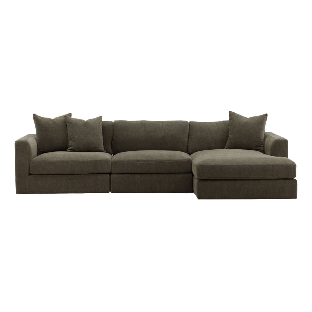 Eralen Chaise Sectional, Olive · Right Side Chaise, front view