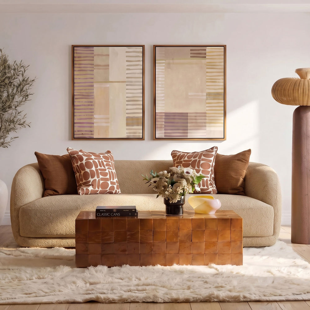 Yulren Upholstered Sofa, Fawn Boucle, lifestyle view