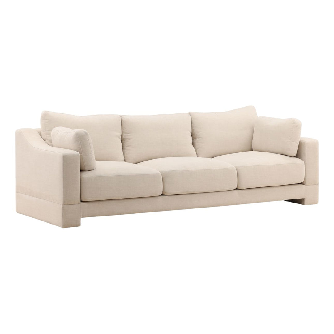 Chandren Upholstered Sofa, Oatmeal, three-quarter studio view